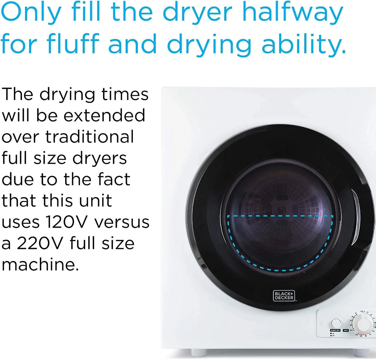 BLACK+DECKER Compact Vented Dryer, 3.5 Cu. Ft., 13.2 lbs., White - BCED37