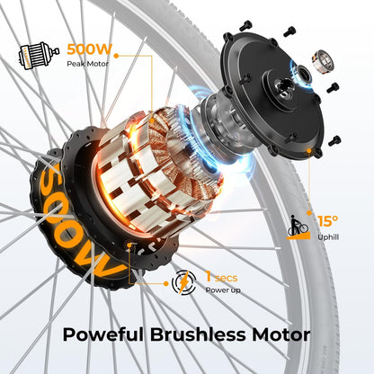 500W Electric Bike With 40-Mile Range And 20 MPH Top Speed - EB5