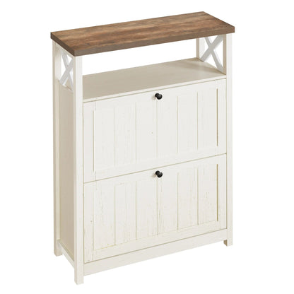 Shoe Storage Cabinet Organizer With 2 Compartments, 9.8 x 31.5 x 43.5 Inches