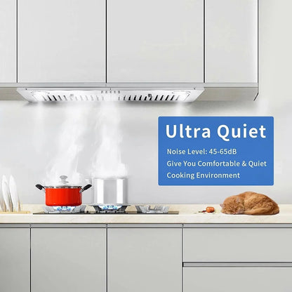 Zomagas Built-In Range Hood 30 inch 600 CFM Brushed Stainless Steel With LED Lights