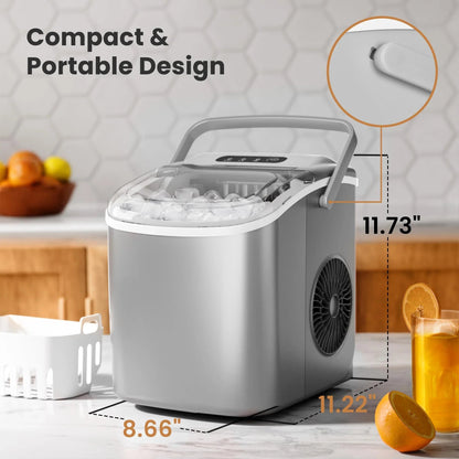 Crzoe Countertop Ice Maker With Handle, 26 Pounds - Countertop Ice Maker