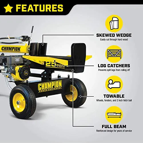 Champion Power Equipment 25-Ton Horizontal/Vertical Full Beam Gas Log Splitter With Auto Return - 100251