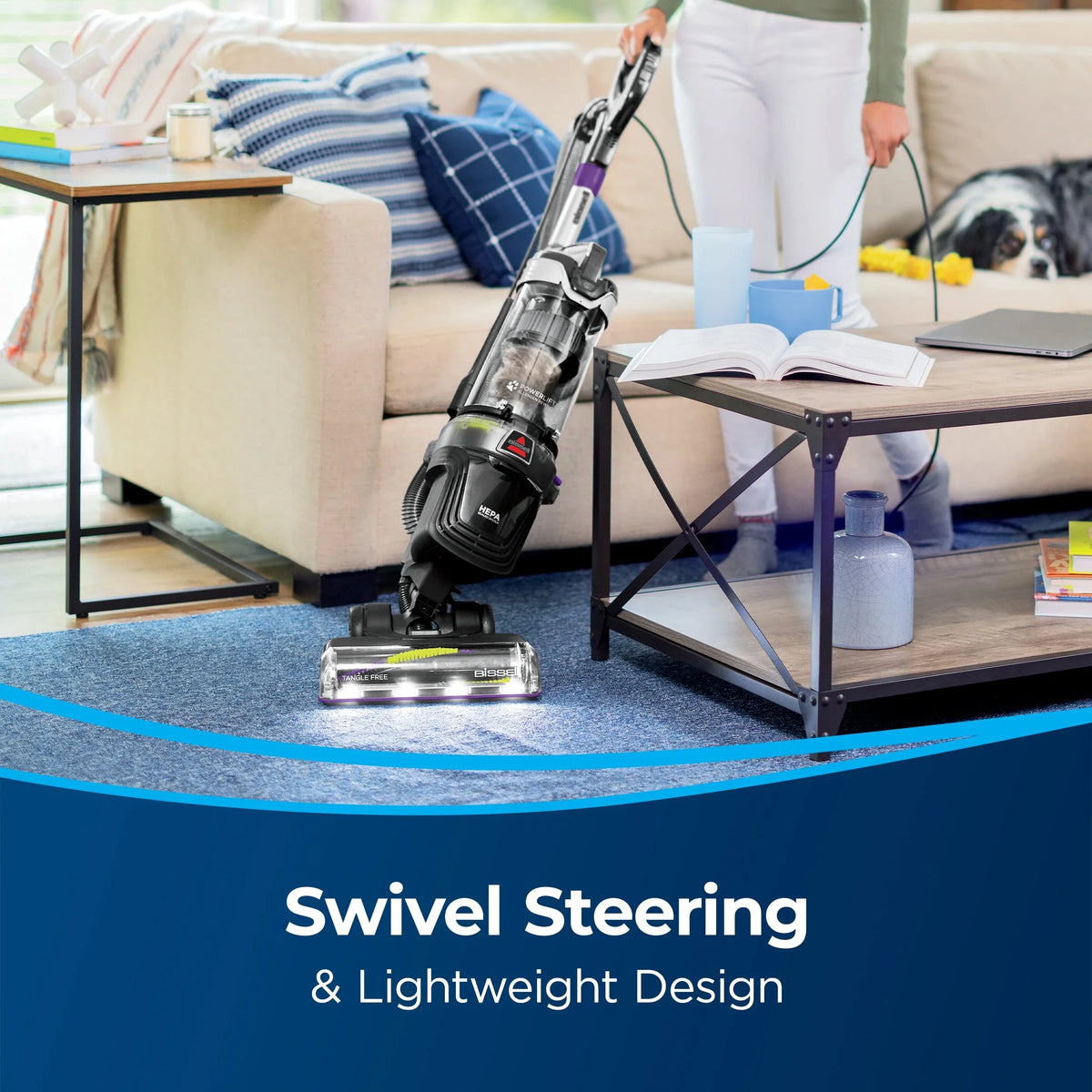 BISSELL PowerLifter Allergen Pet Rewind Upright Vacuum, Bagless, HEPA Filter, Black - 3404