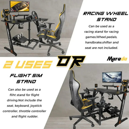 Marada Flight Simulator Cockpit Racing Steering Stand Adjustable Fit For Thrustmaster HOTAS Warthog