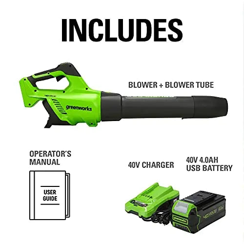 Greenworks 40V Cordless Brushless Axial Leaf Blower, 130 MPH, 550 CFM, 75+ Compatible Tools