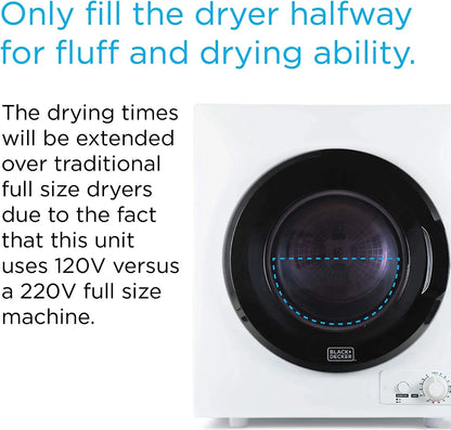 BLACK+DECKER Compact Vented Dryer, 3.5 Cu. Ft., 13.2 lbs., White - BCED37